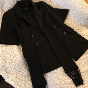 Pink Tartan Scarf Tuxedo Fringe Jacket Coat